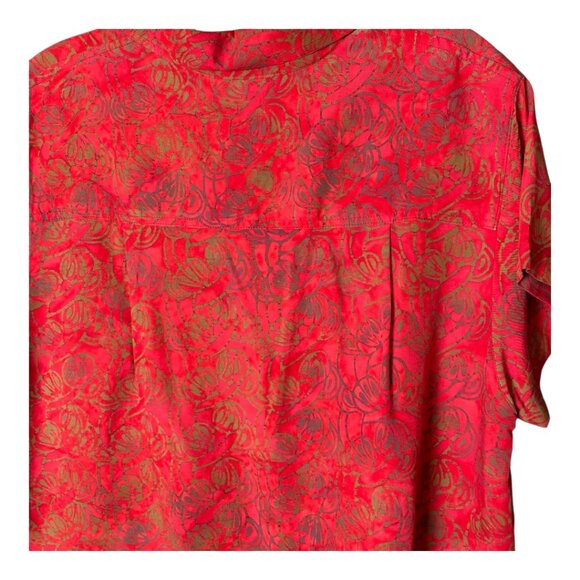 Lost River Clothing CO. Hand batiked short sleeve shirt, red/blue/grey green- M - Picture 3 of 4